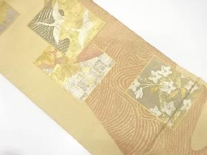 アンティーク　金彩色紙箱に鶴・花模様織出し袋帯（材料）